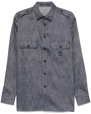 Billionaire Hemdjacke mit Logo-Stickerei - Grau