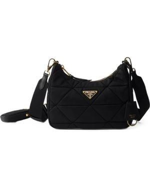 Prada Gesteppte Schultertasche Aus Re-Nylon - Schwarz