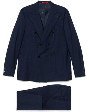 Isaia Checked Suit - Blue