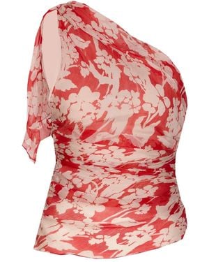 Victoria Beckham One-Shoulder Draped Blouse - Red