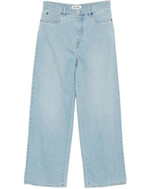 Miu Miu Vaqueros Anchos Con Logo Bordado - Azul