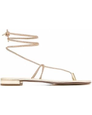 Cornetti Lola Crystal-Embellished Tie-Fastening Sandals - White