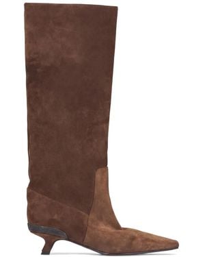 Brunello Cucinelli City Suede Knee-High Boots - Brown