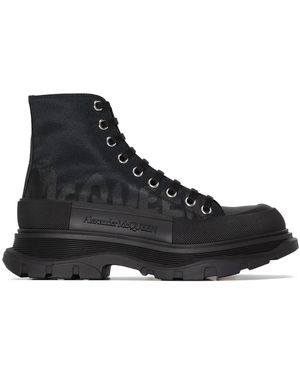McQueen Tread Slick Lace-Up Boots - Black