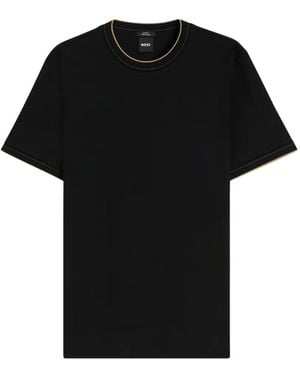 BOSS T-Shirt Ajusté À Bords Contrastants - Black