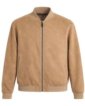 Pal Zileri Leather Bomber Jacket - Natural