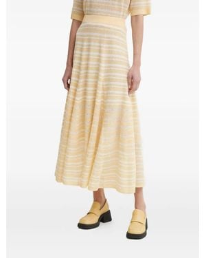 Aeron Gestreepte Midi-Rok - Naturel