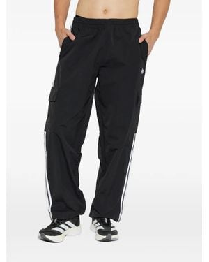 adidas Logo-Embroidered Side-Stripe Cargo Trousers - Black