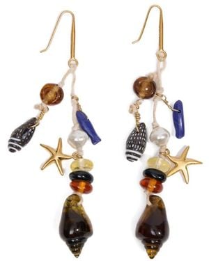 Bimba Y Lola Resin-Shell Drop Earrings - Metallic