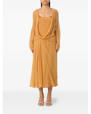 Alberta Ferretti Drapiertes Chiffon-Midikleid - Gelb