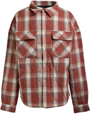 BREATH Checked-Pattern Shirt - Red