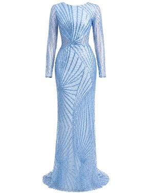 Gemy Maalouf Beaded Sequin-Embellished Dress - Blue