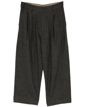 Ziggy Chen Checked Pleated Trousers - Grey