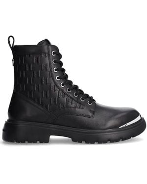 Karl Lagerfeld Monogram Leather Boots - Black