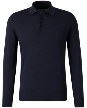 Canali Langärmeliger Pullover mit Polokragen - Blau