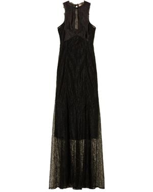 Twinset Halter Lace-Appliqué Maxi Dress - Black