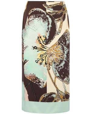 Marc Cain Jupe Mi-Longue À Fleurs - Brown