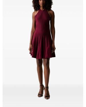 Morgan Halterneck Ribbed Mini Dress - Red