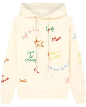 Mira Mikati All-Over Slogan-Print Hoodie - Natural