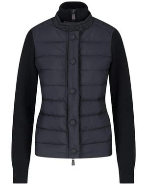 Moncler Quilted Paneled Cardigan - Blue
