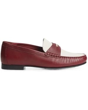 Tommy Hilfiger Logo-Plaque Two-Tone Leather Loafers - Red