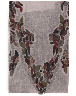 Faliero Sarti Embroidered Frayed Scarf - Grey