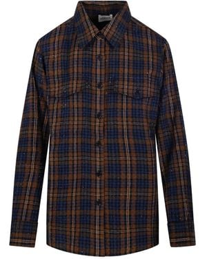P.A.R.O.S.H. Checked Sequin-embellished Shirt - ブルー
