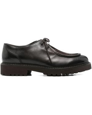 Doucal's Round-Toe Leather Derby Shoes - Brown
