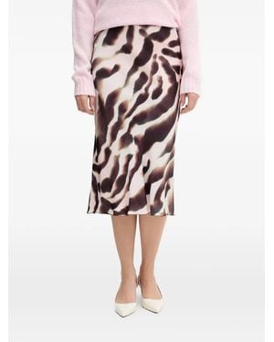 MARC AUREL Animal-Print Mid Skirt - White