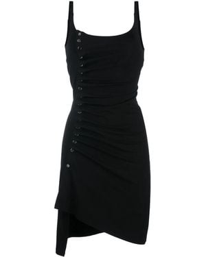 Rabanne Button-Detailed Draped Minidress - Black
