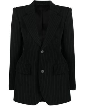 Balenciaga Hourglass Pinstripe Single-Breasted Blazer - Black
