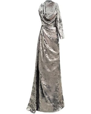Gemy Maalouf Asymmetrical-Neck Maxi Dress - White