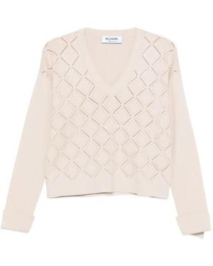 Blugirl Blumarine Vネック セーター - ナチュラル