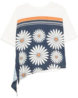 Sandro Floral-Detail Panel Top - Blue