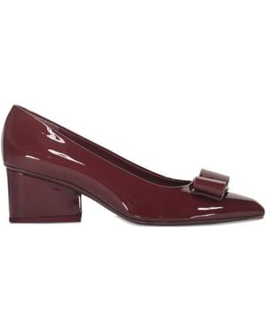 Ferragamo Vera bow-detail block-heel pumps - Morado