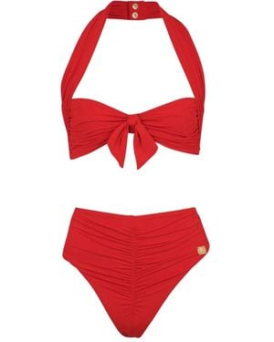 Balmain Bikini À Détail Noué - Rouge