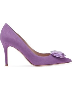 Gianvito Rossi 85Mm Suede Court Shoes - Purple