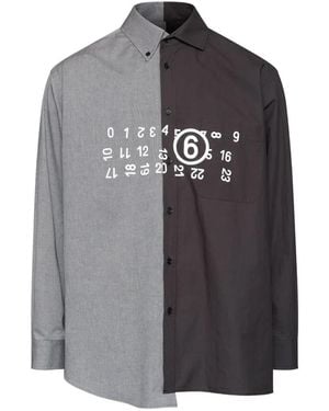MM6 by Maison Margiela Logo-Print Panelled Shirt - Grey
