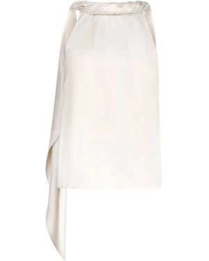 Loulou de Saison Twisted-Collar Sleeveless Blouse - White