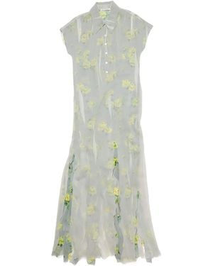 Acne Studios Vestido Con Estampado Floral Y Capas - Verde