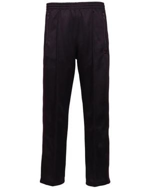 Needles Embroidered-Logo Side-Stripe Track Trousers - Blue