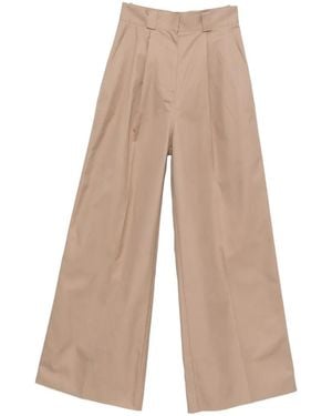 Balenciaga Cotton High-Waisted Trousers - Natural