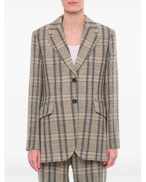 DURAZZI MILANO Tartan Check Single-Breasted Jacket - Grey