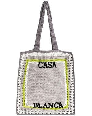 CASABLANCA Stripe Crochet Bag - White