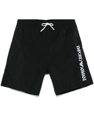 Emporio Armani ロゴ トランクス水着 - ブラック