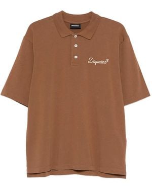DSquared² Embroidered Polo Shirt - Brown