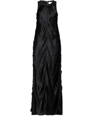 Haikure Frayed-Insert Bias-Cut Dress - Black