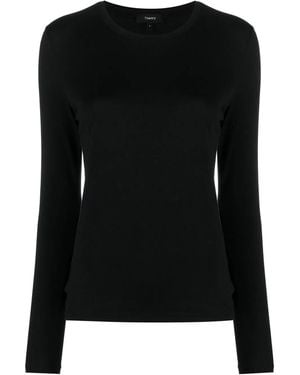 Theory Long-Sleeved Cotton T-Shirt - Black
