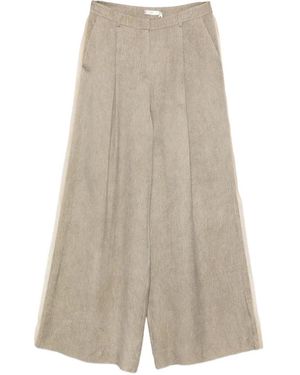 Hui Milano Side-Stripe Pleated Palazzo Pants - White