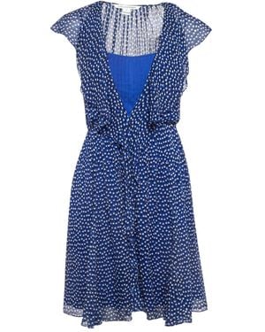 Diane von Furstenberg ポルカドット シルクドレス - ブルー